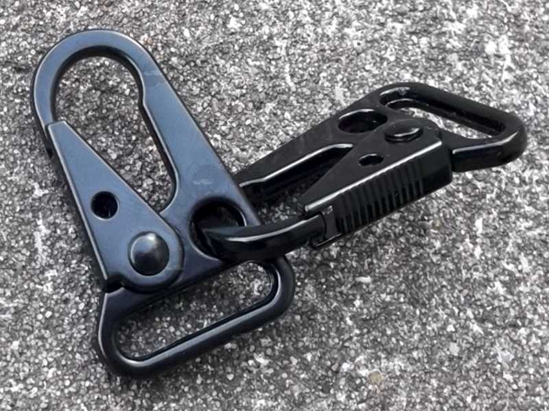 Pair of 20mm Loop Black Wide Mouth H&K Type Gun Sling Hook Snap Clips