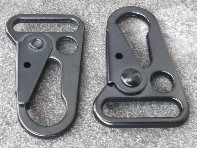 Pair of 22mm Loop Black Wide Mouth H&K Type Gun Sling Hook Snap Clips