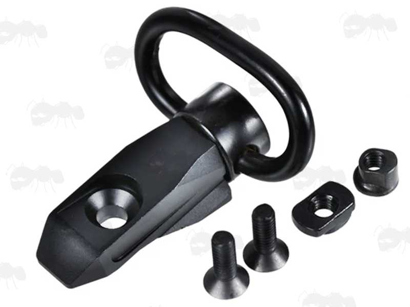 QD Handguard Fitting Push Button Sling Swivel Base Mount Attachment Point with KeyMod and MLok Fittings, Black Coloured Finish
