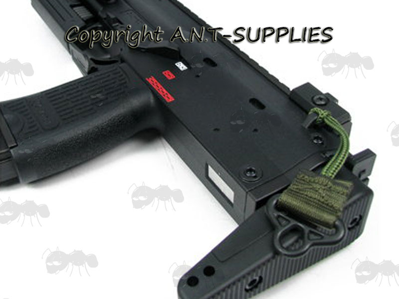 Sling Fitting with Green Strap and Cord on an MP7