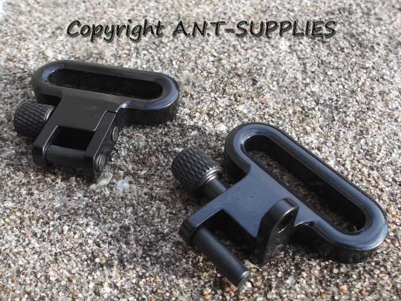 Pair of High-Strength Quick-Detach 30mm Wide Gun Sling Swivels with One Piece Loop and Body Design, with Steel Plunger Sleeves