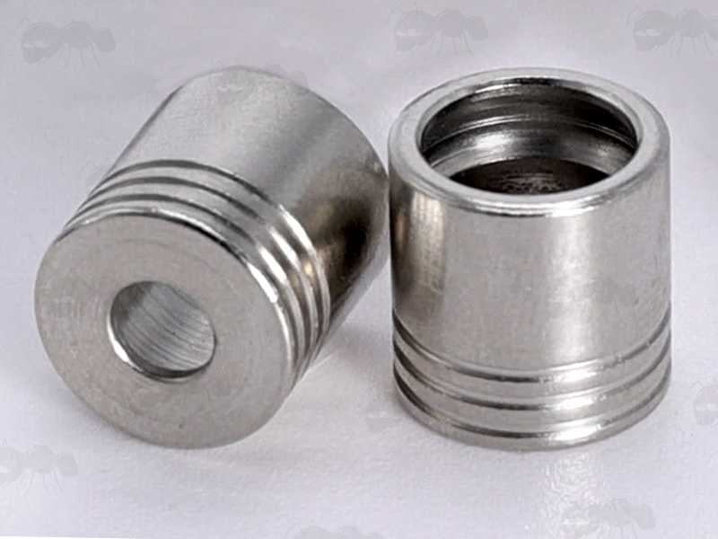 Pair of Base Fittings for Push Button Release Sling Swivels with Silver Anodised Finish