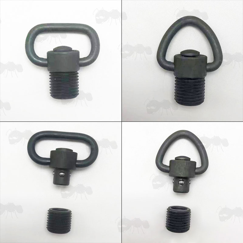 Threaded Base Fittings with Tactical Push Button Release Sling Swivels