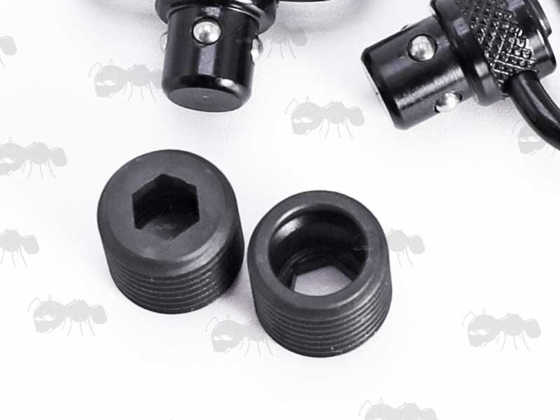 Pair of Threaded Base Fittings for Push Button Release Sling Swivels