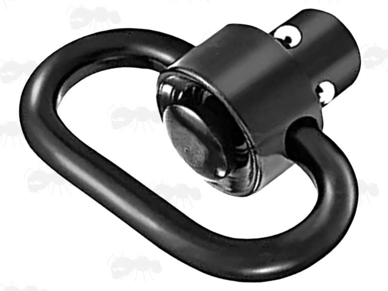 Black Push Button 10mm Socket Quick Release Sling Swivel with Rounded Corners