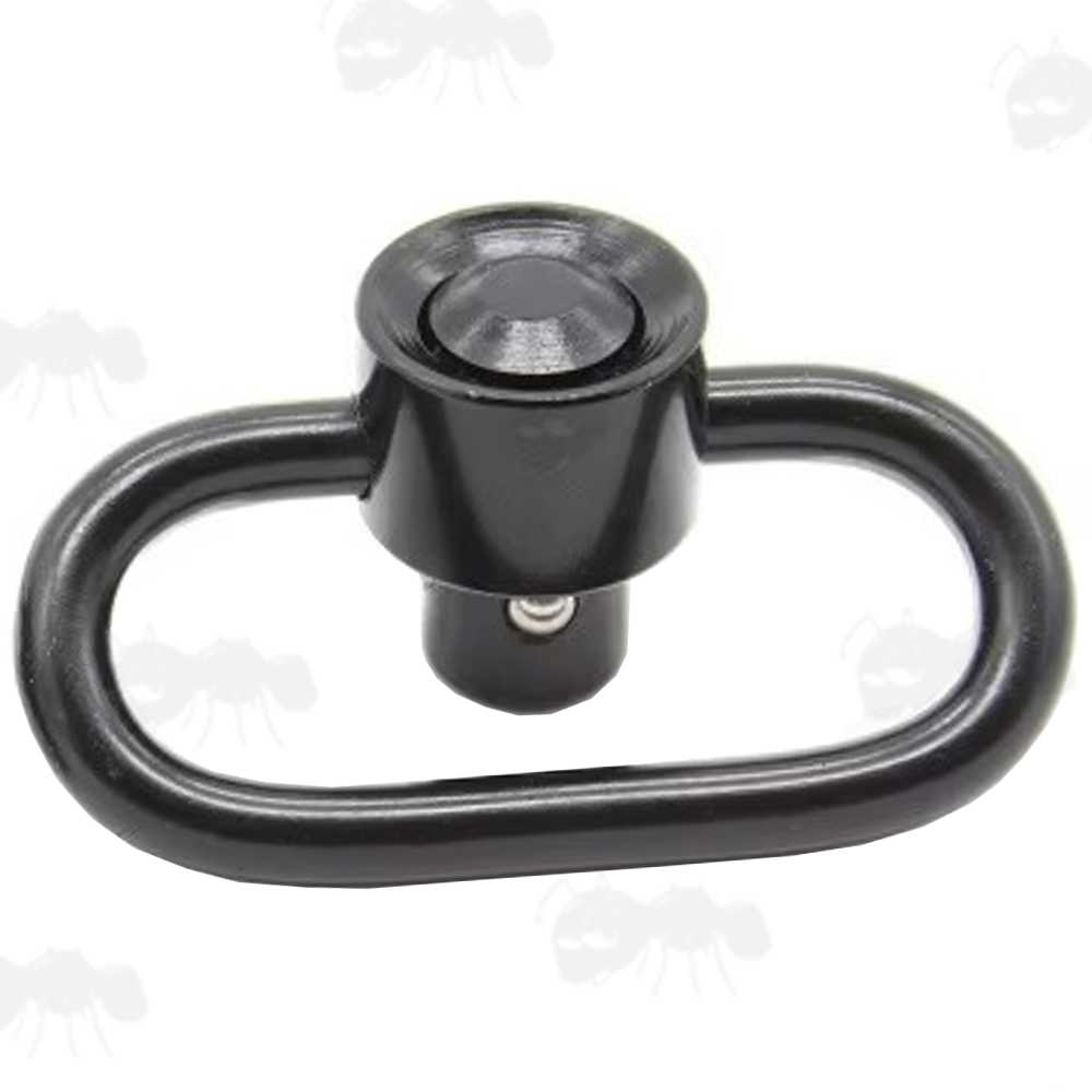 Black Push Button 10mm Socket Quick Release Sling Swivel with Rounded Corners