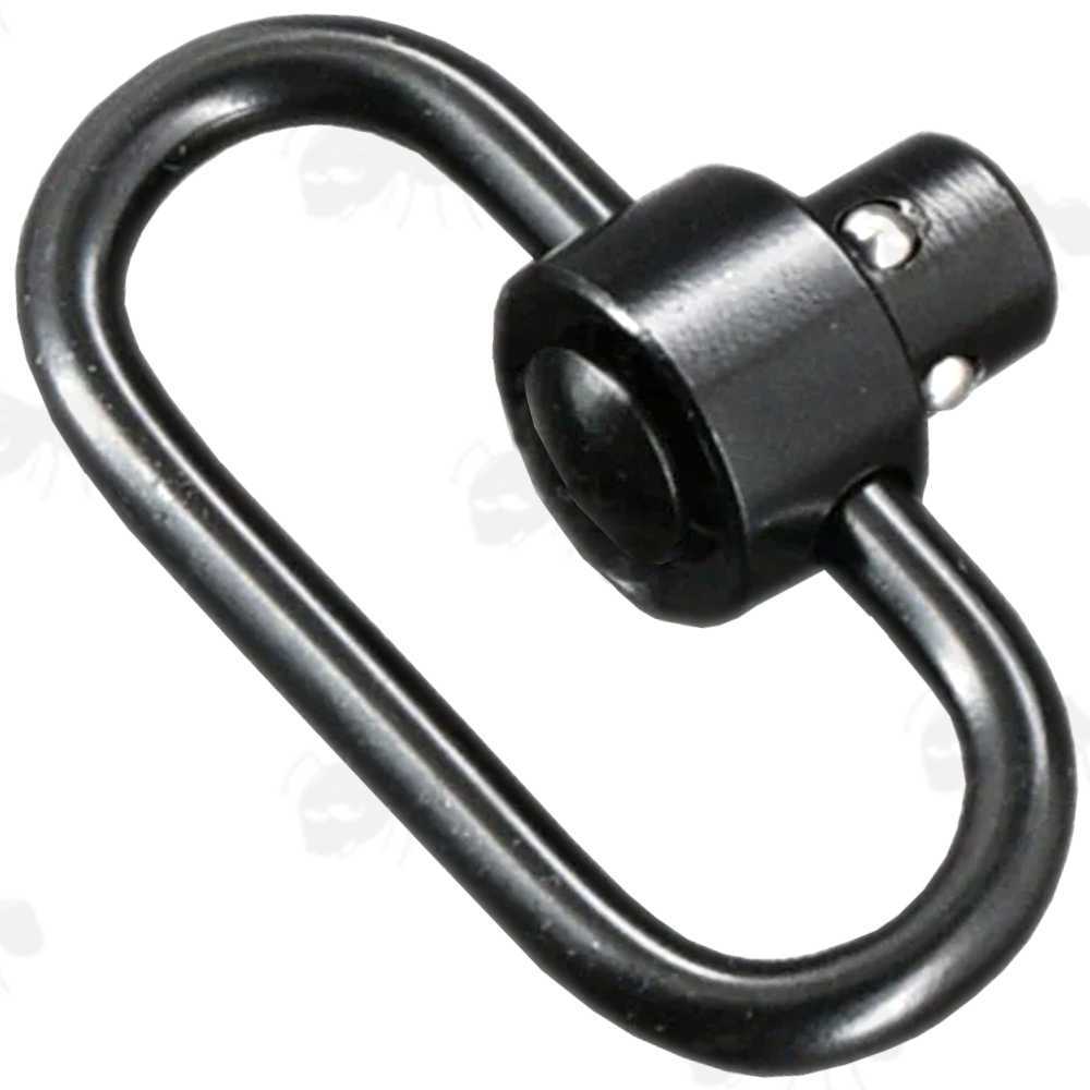 Black Push Button 10mm Socket Quick Release Sling Swivel with Rounded Corners, Inner Loop Width of 42mm