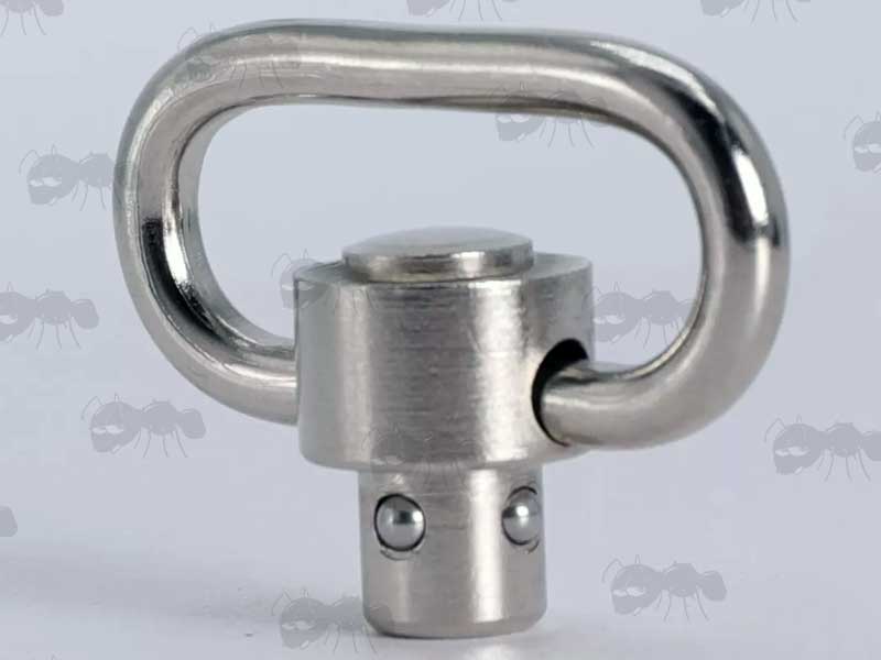 Silver Coloured Push Button 10mm Socket Quick Release Sling Swivel with Rounded Corners
