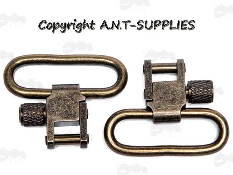 Pair of 30mm Antique Brass Quick-Release Swivels for Slings