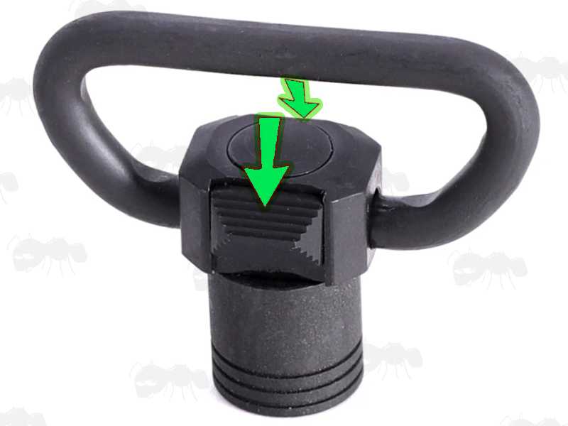 Black Push Fit 10mm Flush Fitting Socket Quick-Release Gun Sling Swivel with Side-Release Toggle