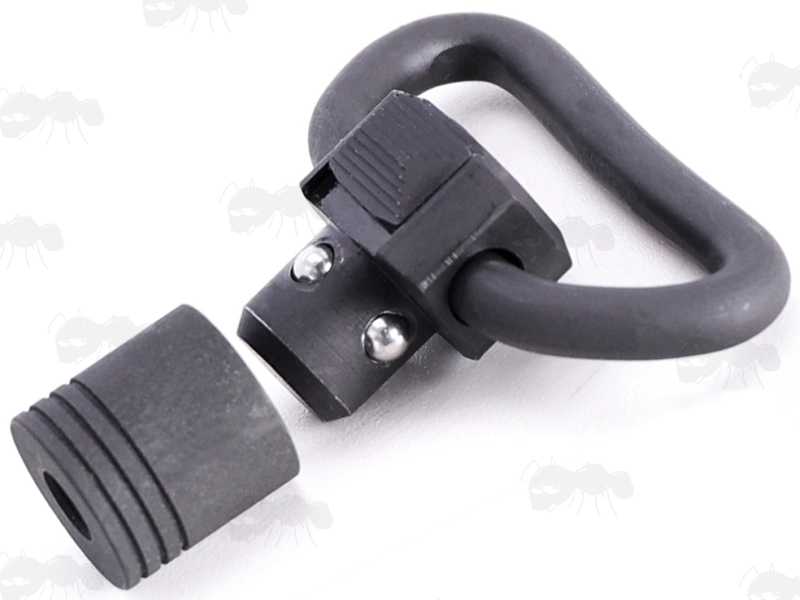 Black Push Fit 10mm Flush Fitting Socket Quick-Release Gun Sling Swivel with Side-Release Toggle