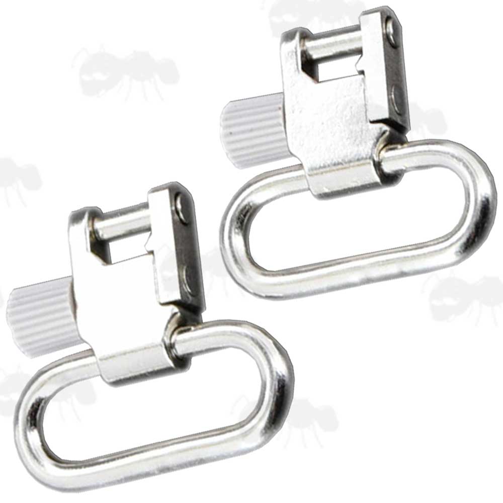Pair of Silver Quick-Release Swivels for 25mm Wide Slings