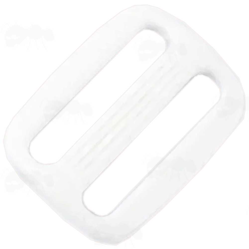 White Plastic Curved Tri-Glide Webbing Adjuster Buckle With Ridges