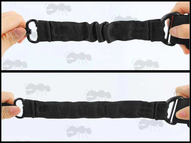 Bungee Sections on The Black Two Point Bungee Rifle Sling with Swivelling Lobster Clips