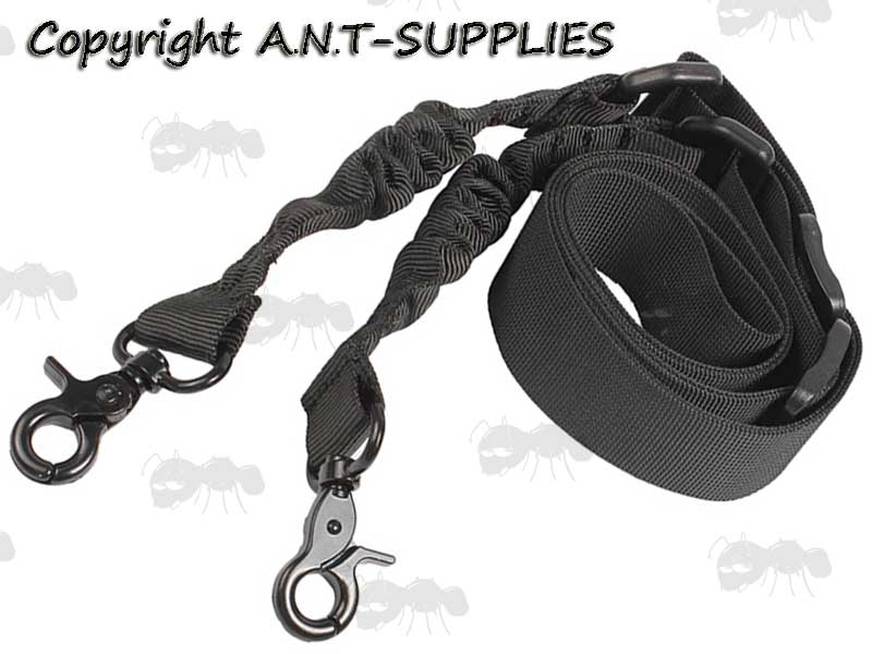Black Two Point Bungee Rifle Sling with Swivelling Lobster Clips
