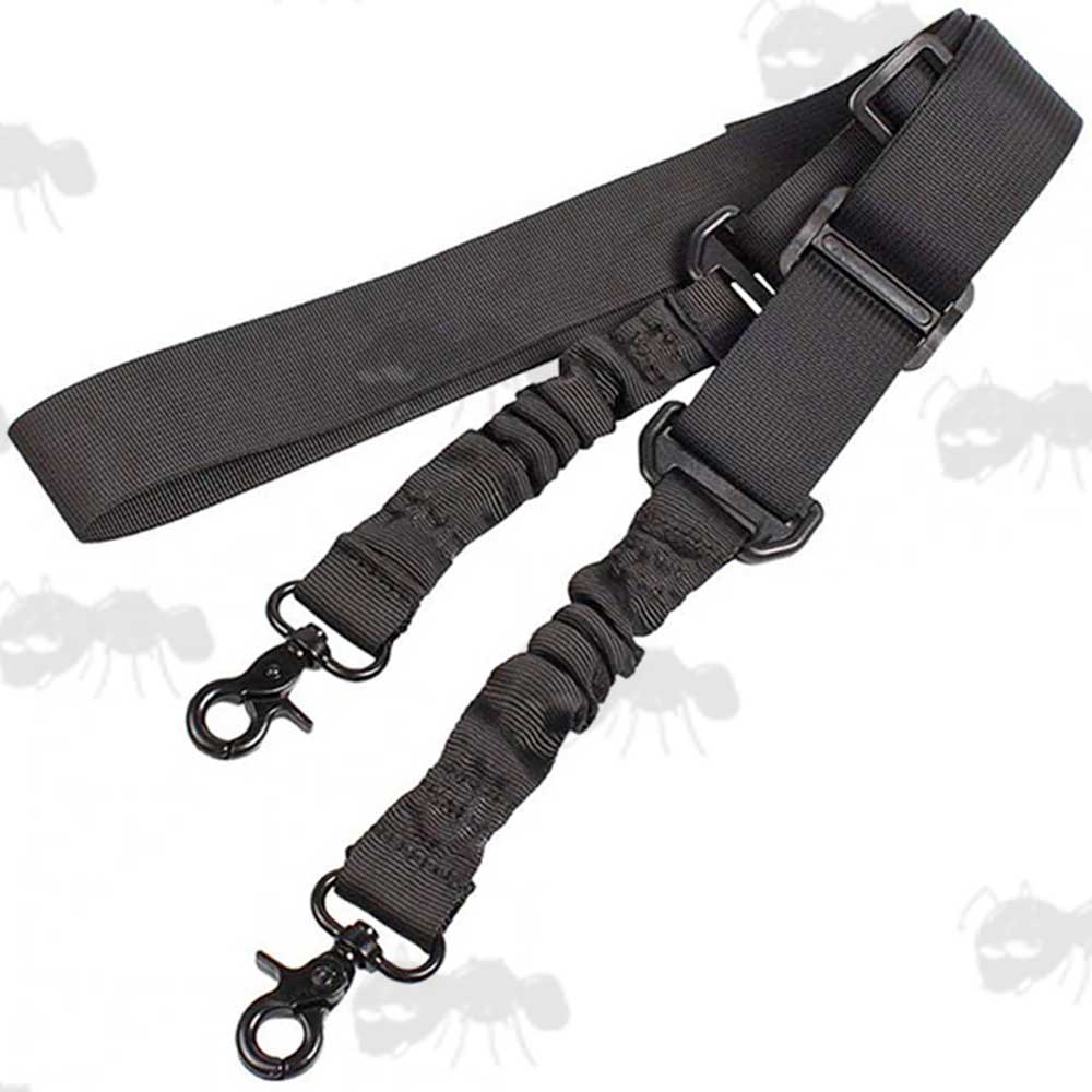 Black Two Point Bungee Rifle Sling with Swivelling Lobster Clips