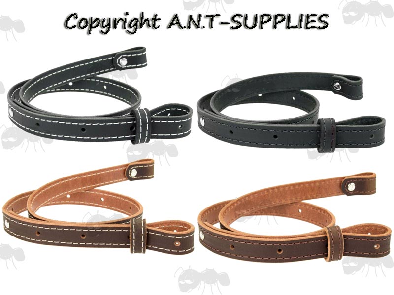 Thick Brown Leather Gun Sling with Black Chicargo Studs