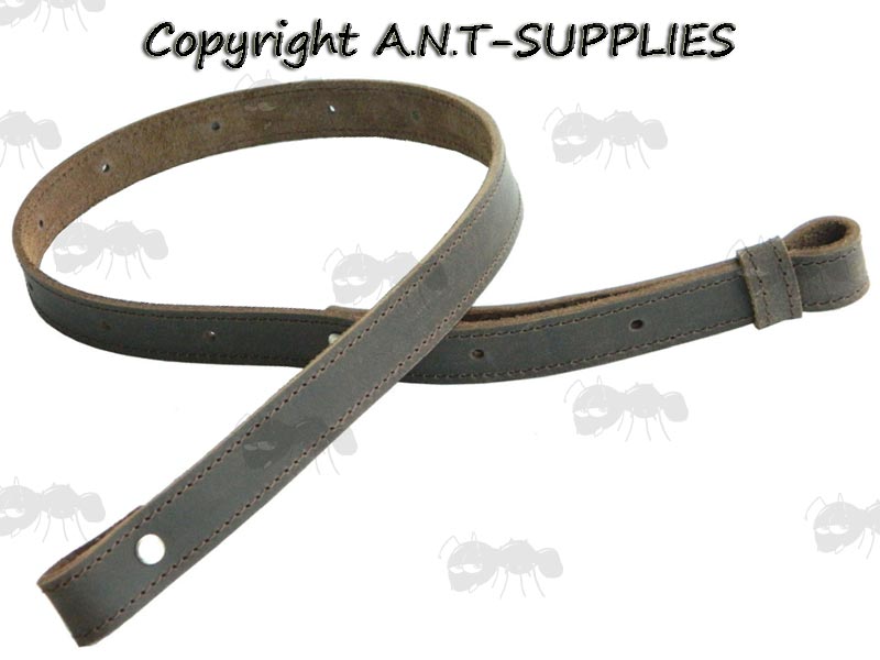 Thick Dark Brown Leather Gun Sling with Silver Chicargo Studs