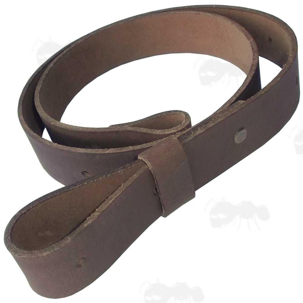 34mm Wide Thick Brown Plain Leather Strap Gun Sling