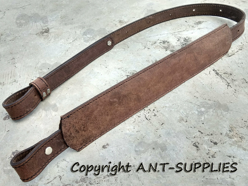 End Views of The AnTac Thick Brown Leather Cobra Style Gun Sling