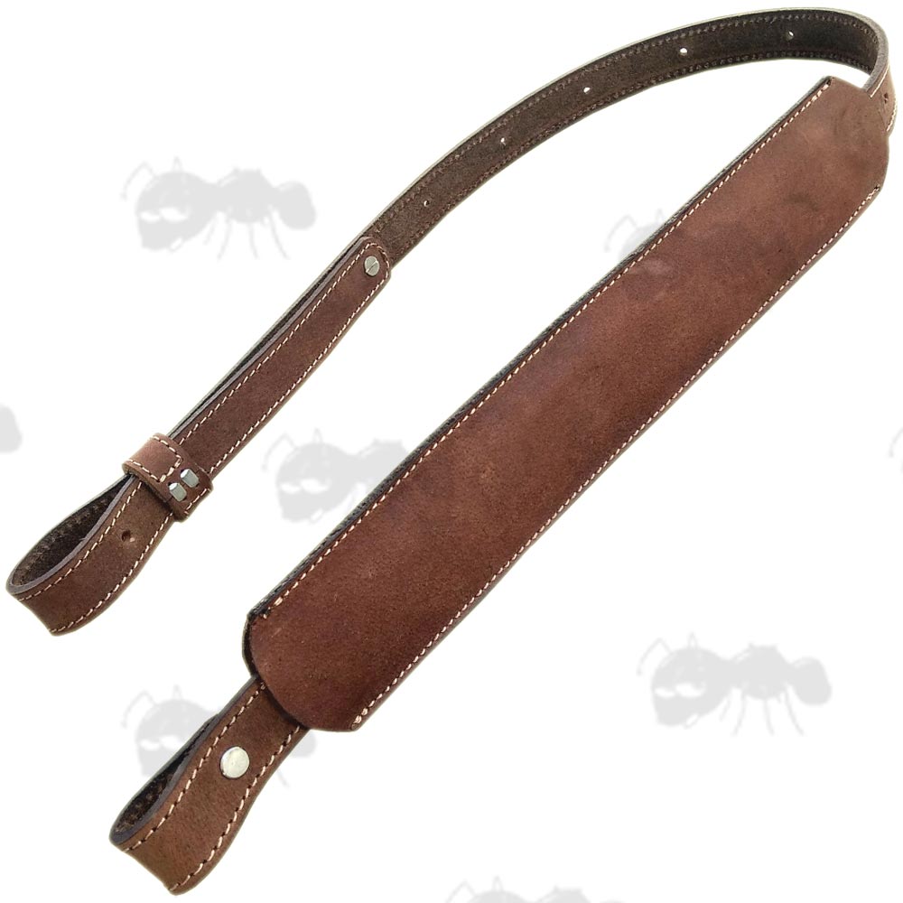 AnTac Light Brown Leather Gun Sling with Wide Shoulder Pad