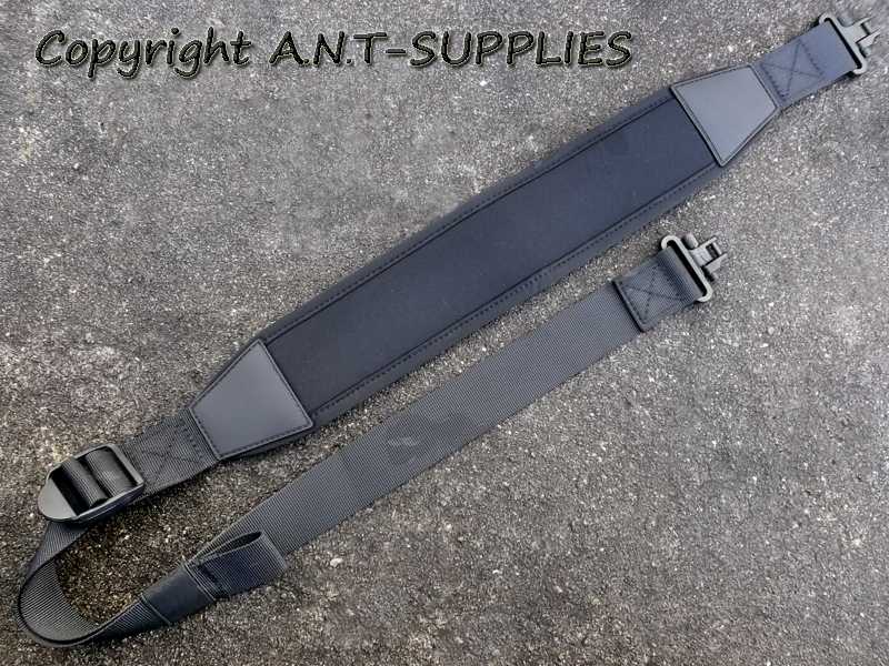 Black Canvas and Neoprene Gun Slings with Black Heavy-Duty AnTac One Piece QD Swivels