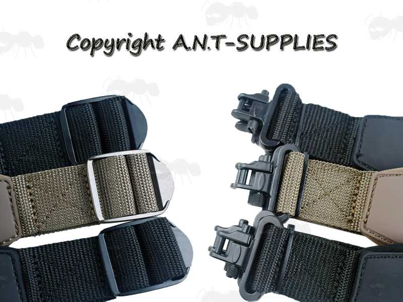 AnTac Heavy-Duty One Piece Black QD Swivels and Plastic Tri-Glide Length Adjuster on the Black, Tree Camouflage and Reed Camouflage Canvas and Neoprene Gun Slings