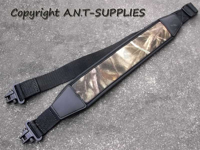 Reed Camouflage Canvas and Neoprene Gun Slings with Black Heavy-Duty AnTac One Piece QD Swivels