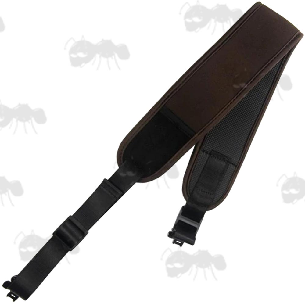 Brown Canvas Hunters Sling with Rubberised Padding and Sewn-In Black QD Swivels