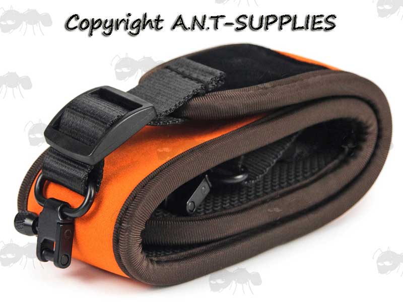 Hi-Visibility Orange Canvas Hunters Sling with Rubberised Padding and Sewn-In Black QD Swivels