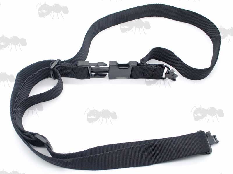 AnTac 30mm Wide Black Canvas Three Point Gun Sling With Traditional QD Metal Swivels