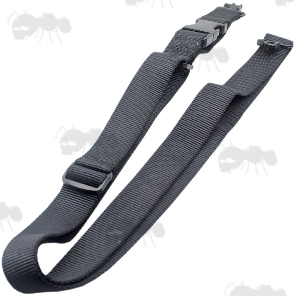 AnTac 30mm Wide Black Canvas Three Point Gun Sling with Traditional QD Metal Swivels
