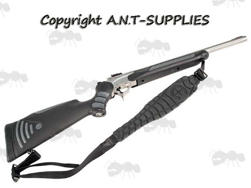 Caldwell Max Grip Wide Profile Gun Sling in Black With Sewn-In QD Swivels Fitted To A Rifle
