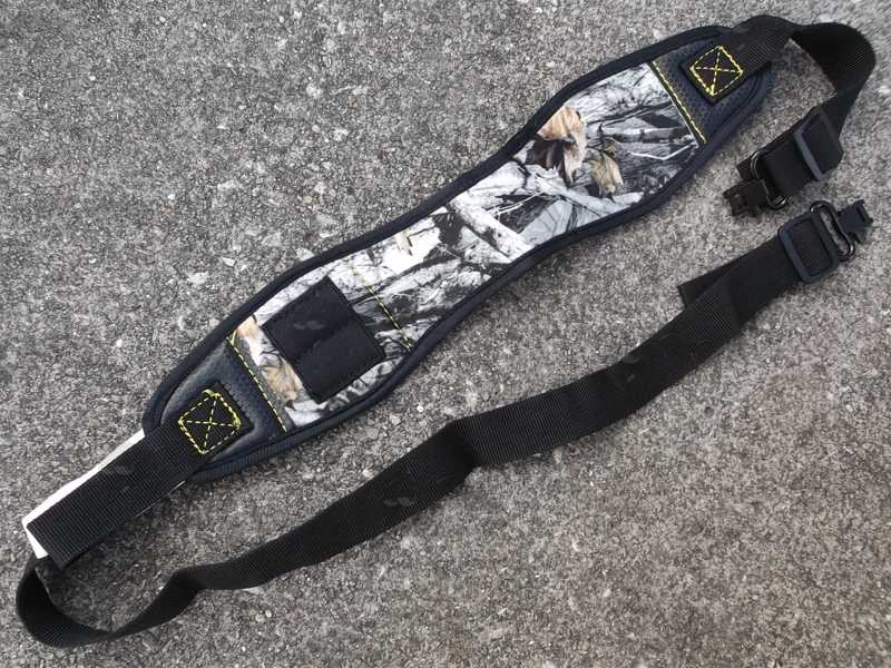 Black and Winter Leaf Camouflage Pattern CO2 Air Rifle Slings with Two 12g CO2 Capsule Holder Loops and QD Plunger Swivels