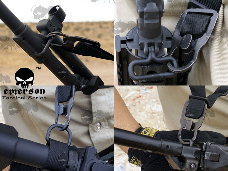 Emerson LQE Series Sling Clip Fitted to Various Rifles