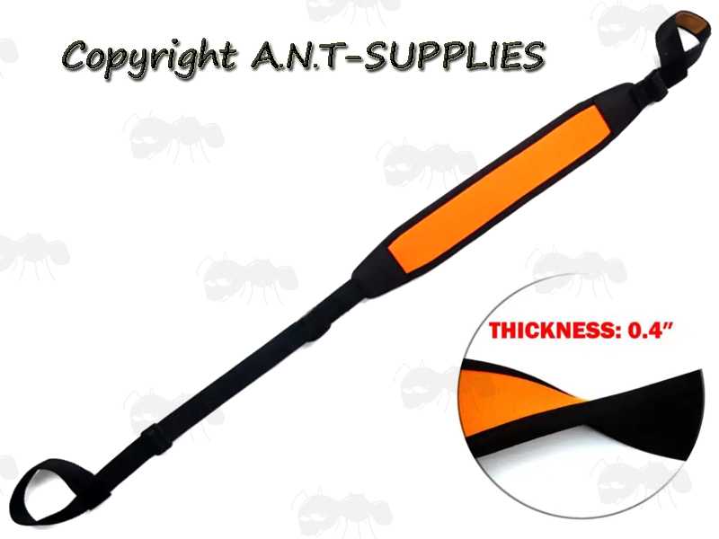 Black Neoprene with Bright High-Visibility Hunters Orange Backing Shoulder Pad, Universal Non-Drill Loop Fitting Gun Sling
