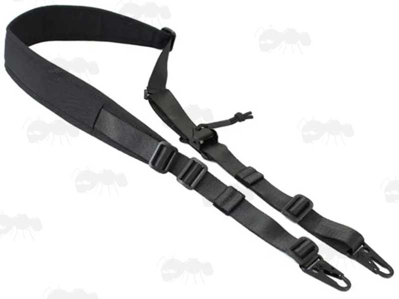 Padded Shoulder Strap Black Light Machine Gun Sling with HK Style Wide Mount Clips