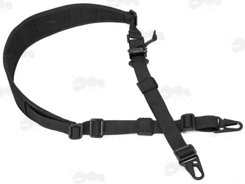 Padded Shoulder Strap Black Light Machine Gun Sling with HK Style Wide Mount Clips