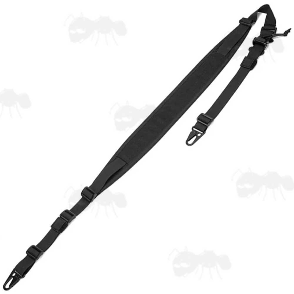 Padded Shoulder Strap Black Light Machine Gun Sling with HK Style Wide Mount Clips
