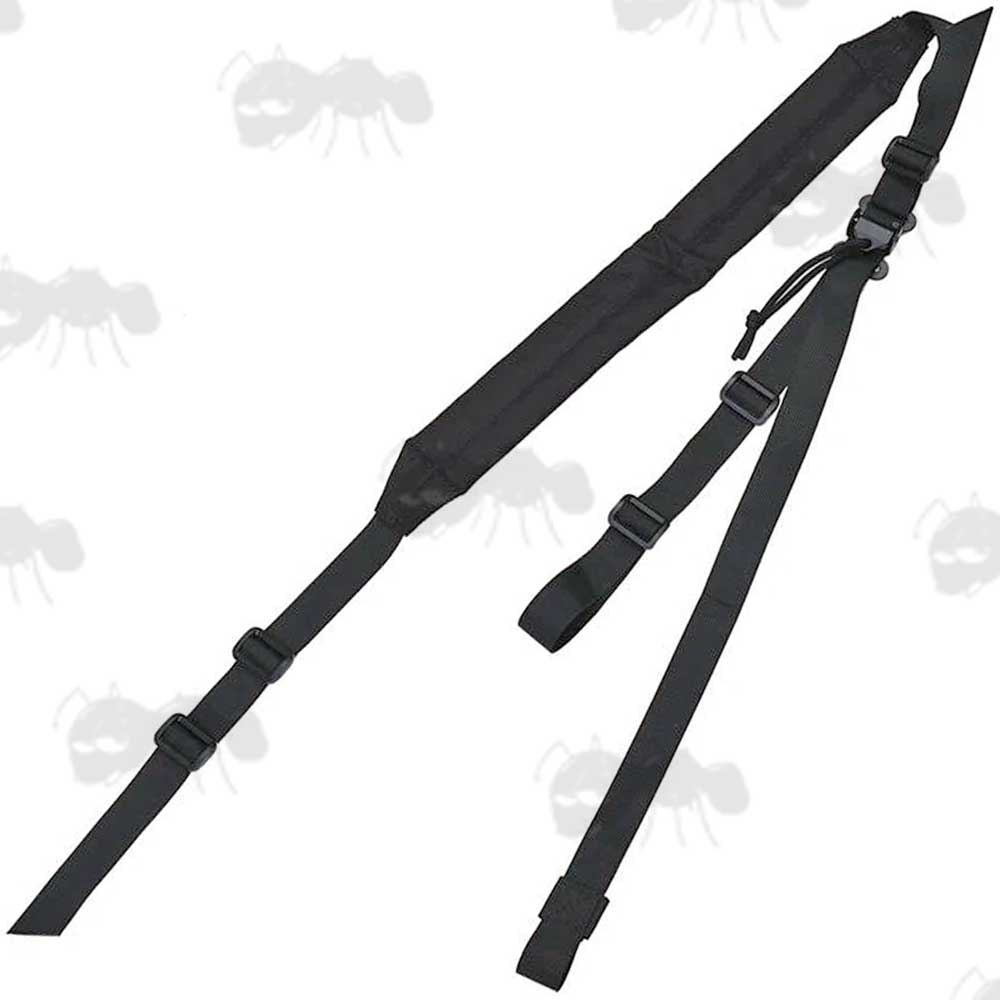 Long Padded Two Point Rifle Sling in Black with Swivels Needed
