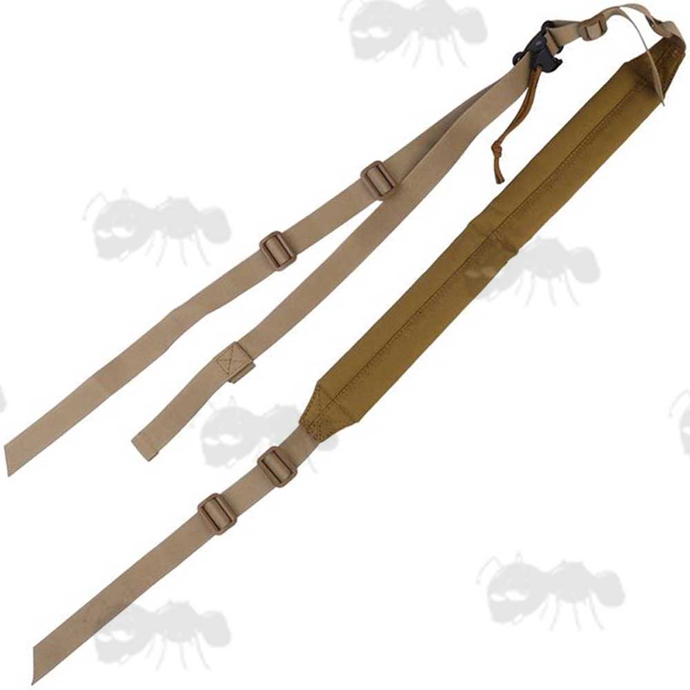Long Padded Two Point Rifle Sling in Tan with Swivels Needed