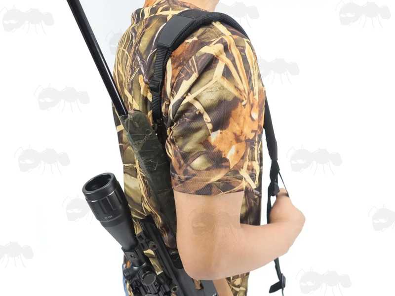 Black Canvas and Neoprene Gun Sling is Use