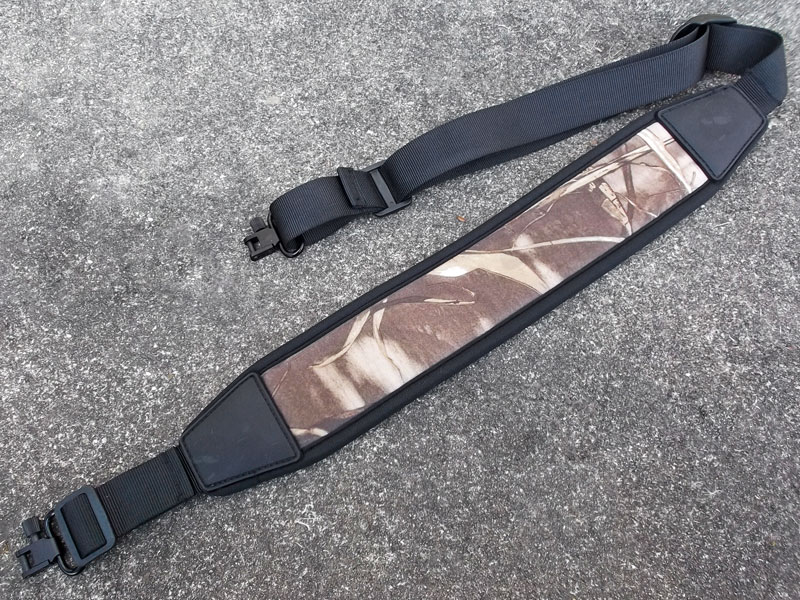 Reed Camouflage Canvas and Neoprene Gun Sling with Black QD Swivels