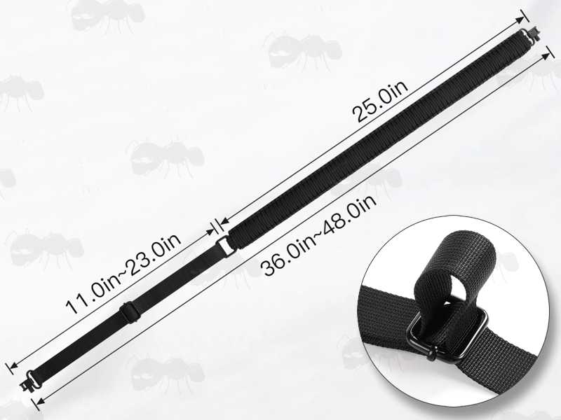 Long Black Paracord Wide Weaved Rifle Sling with Fitted Quick-Release Gated Swivels