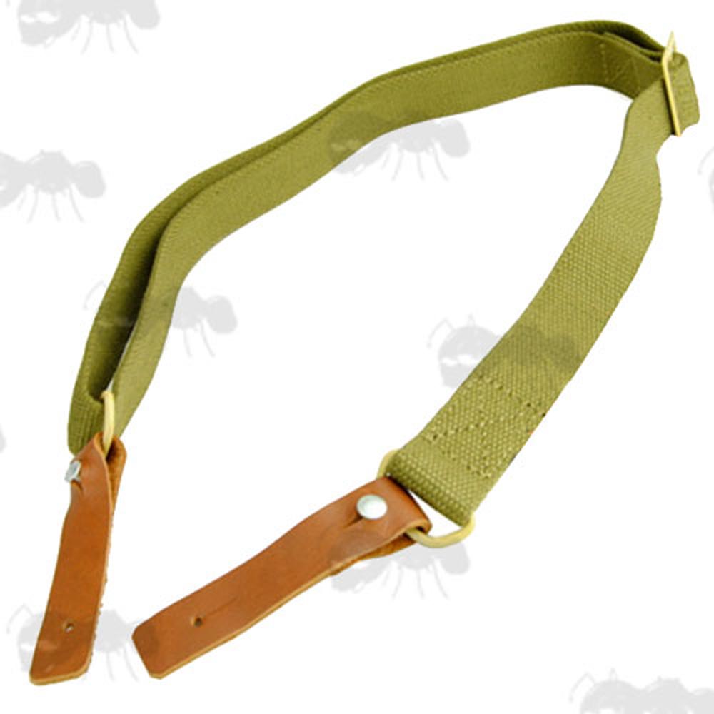 Coyote Tan AK-47 Rifle Sling with Two Leather Tabs