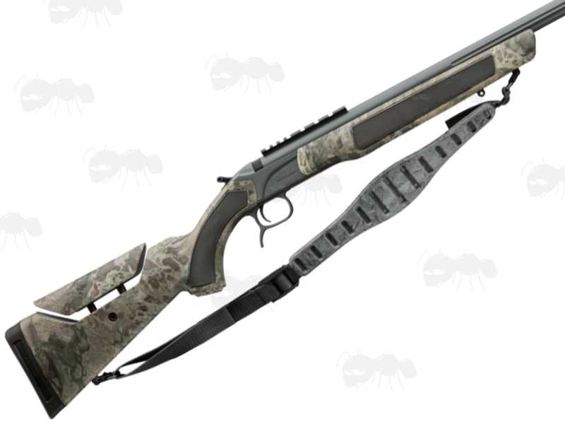 Quake Stone Camouflage Contoured Claw Rifle / Shotgun Sling with QD Swivels, Shown Fitted to Rifle
