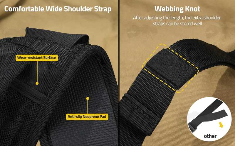 Close-Up View of The Shoulder Pad and The Webbing Loop on The All Black Shotgun Sling with Mesh Pocket, Hand Grip Handle and Four Cartridge Holding Loops, Fitted with QD Stud Fitting Swivels