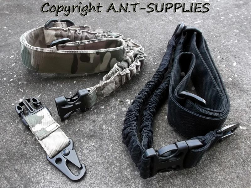 Black and Multicamo Single Point Bungee CBQ Quick-Release Rifle Slings