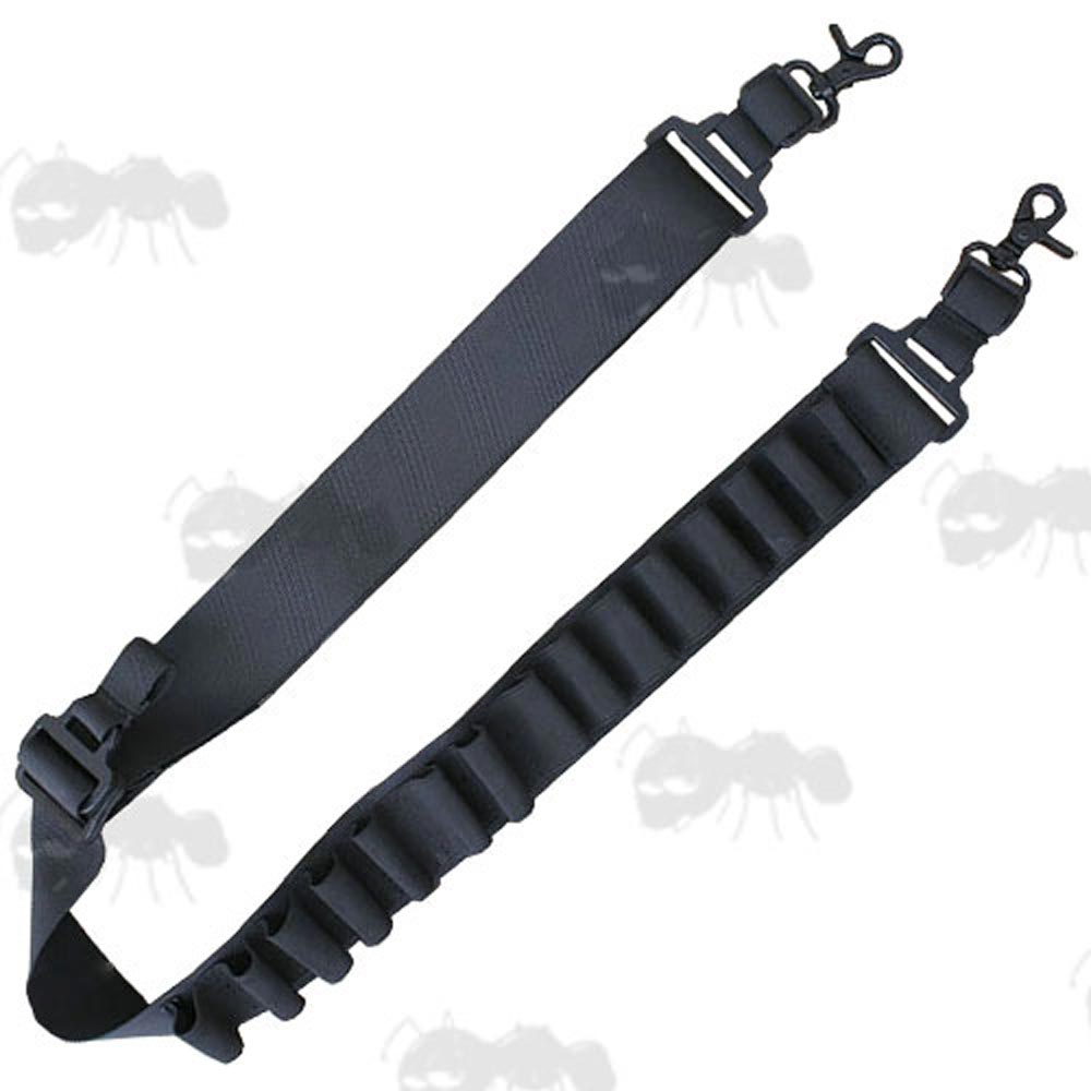 Black Coloured Tactical Shotgun Sling with Fifteen Cartridge Holder Loops