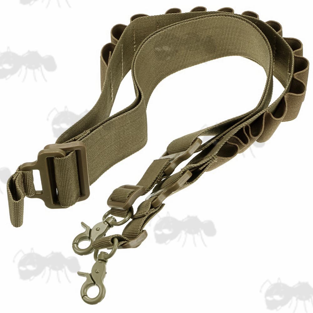 Coyote Tan Coloured Tactical Shotgun Sling with Fifteen Cartridge Holder Loops